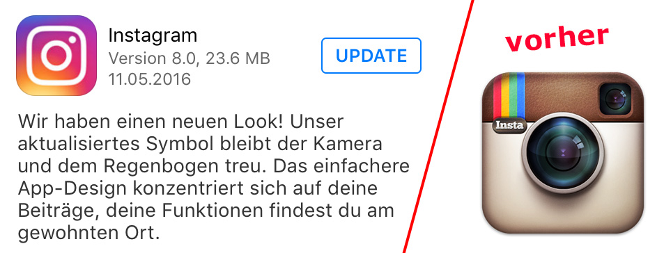 Instagram altes und neues Logo