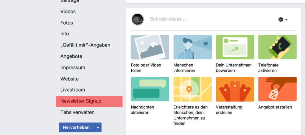 Mailchimp Newsletter Signup in Facebook
